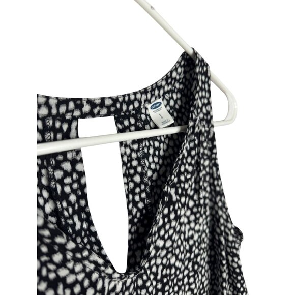 Old Navy Womens Sleeveless Black & White Print Keyhole Tank Top S - Picture 2 of 5